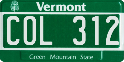 VT license plate COL312