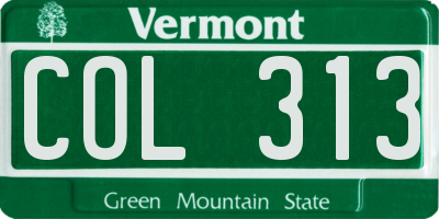 VT license plate COL313