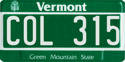 VT license plate COL315