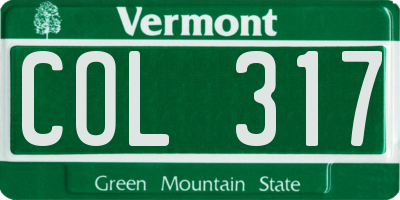 VT license plate COL317