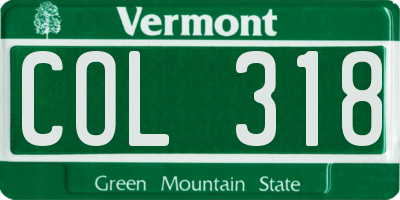 VT license plate COL318
