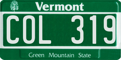 VT license plate COL319