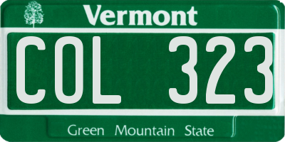VT license plate COL323