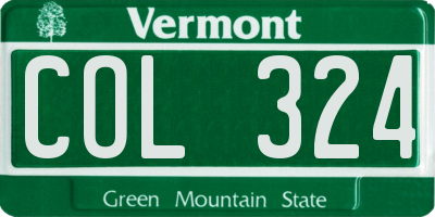 VT license plate COL324