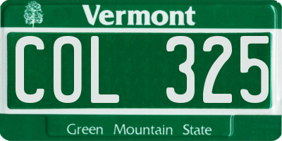VT license plate COL325
