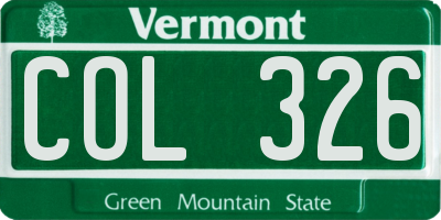 VT license plate COL326