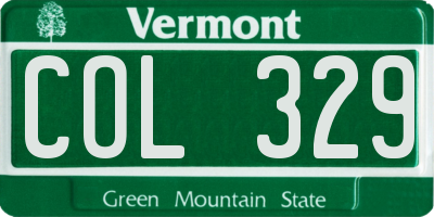 VT license plate COL329