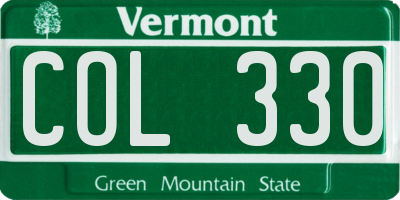 VT license plate COL330