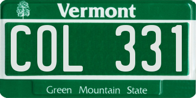 VT license plate COL331