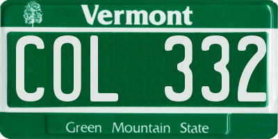 VT license plate COL332
