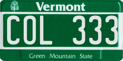 VT license plate COL333
