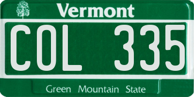 VT license plate COL335