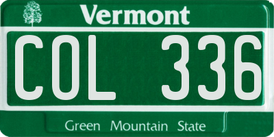 VT license plate COL336