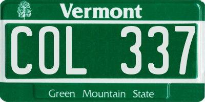 VT license plate COL337
