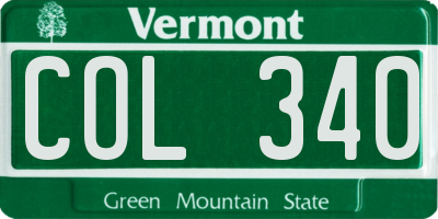 VT license plate COL340
