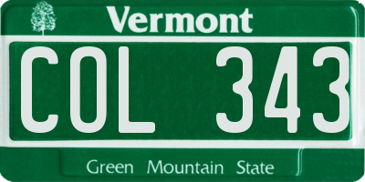 VT license plate COL343