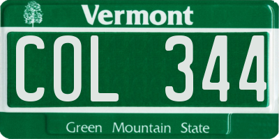 VT license plate COL344