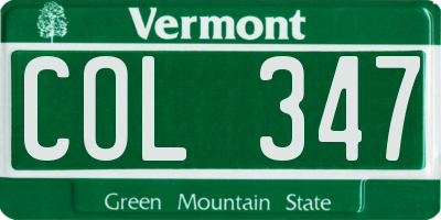 VT license plate COL347