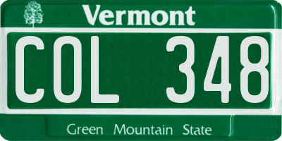 VT license plate COL348