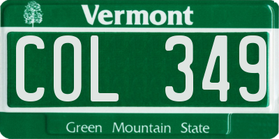 VT license plate COL349