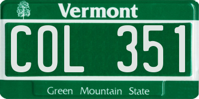 VT license plate COL351