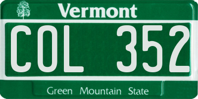 VT license plate COL352