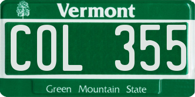 VT license plate COL355