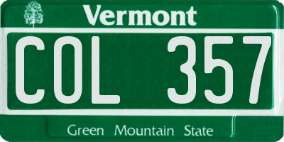 VT license plate COL357