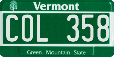 VT license plate COL358