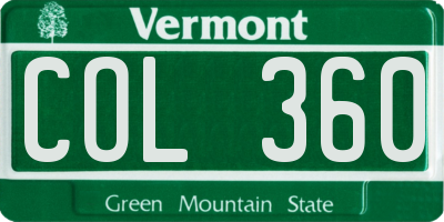 VT license plate COL360