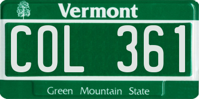 VT license plate COL361