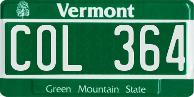 VT license plate COL364