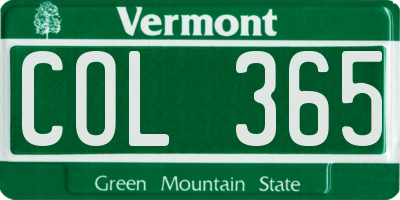 VT license plate COL365
