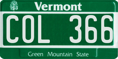 VT license plate COL366