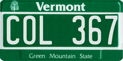 VT license plate COL367