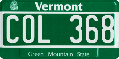 VT license plate COL368