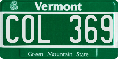 VT license plate COL369