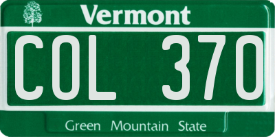 VT license plate COL370