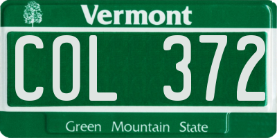 VT license plate COL372