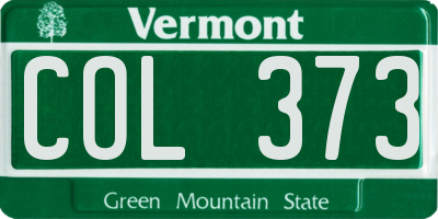 VT license plate COL373