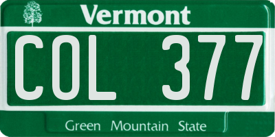 VT license plate COL377