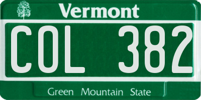 VT license plate COL382