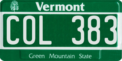 VT license plate COL383