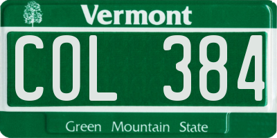 VT license plate COL384