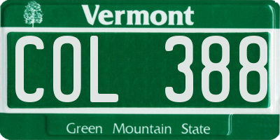 VT license plate COL388