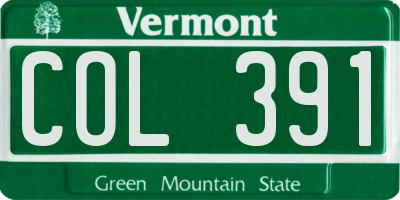 VT license plate COL391