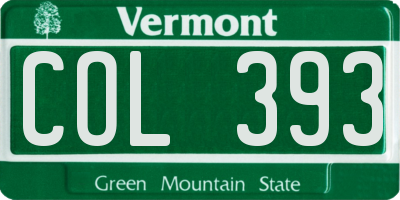VT license plate COL393