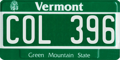 VT license plate COL396