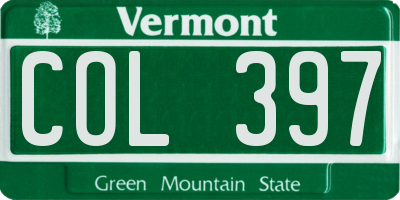 VT license plate COL397