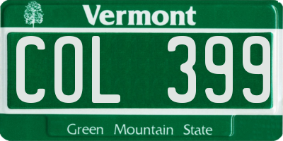 VT license plate COL399